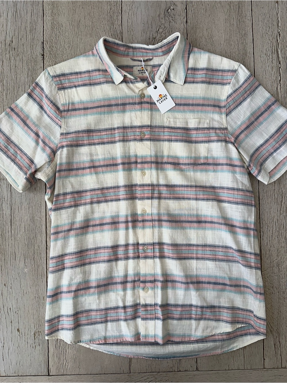 Marine Layer Striped Short Sleeve Button-Down Shirt